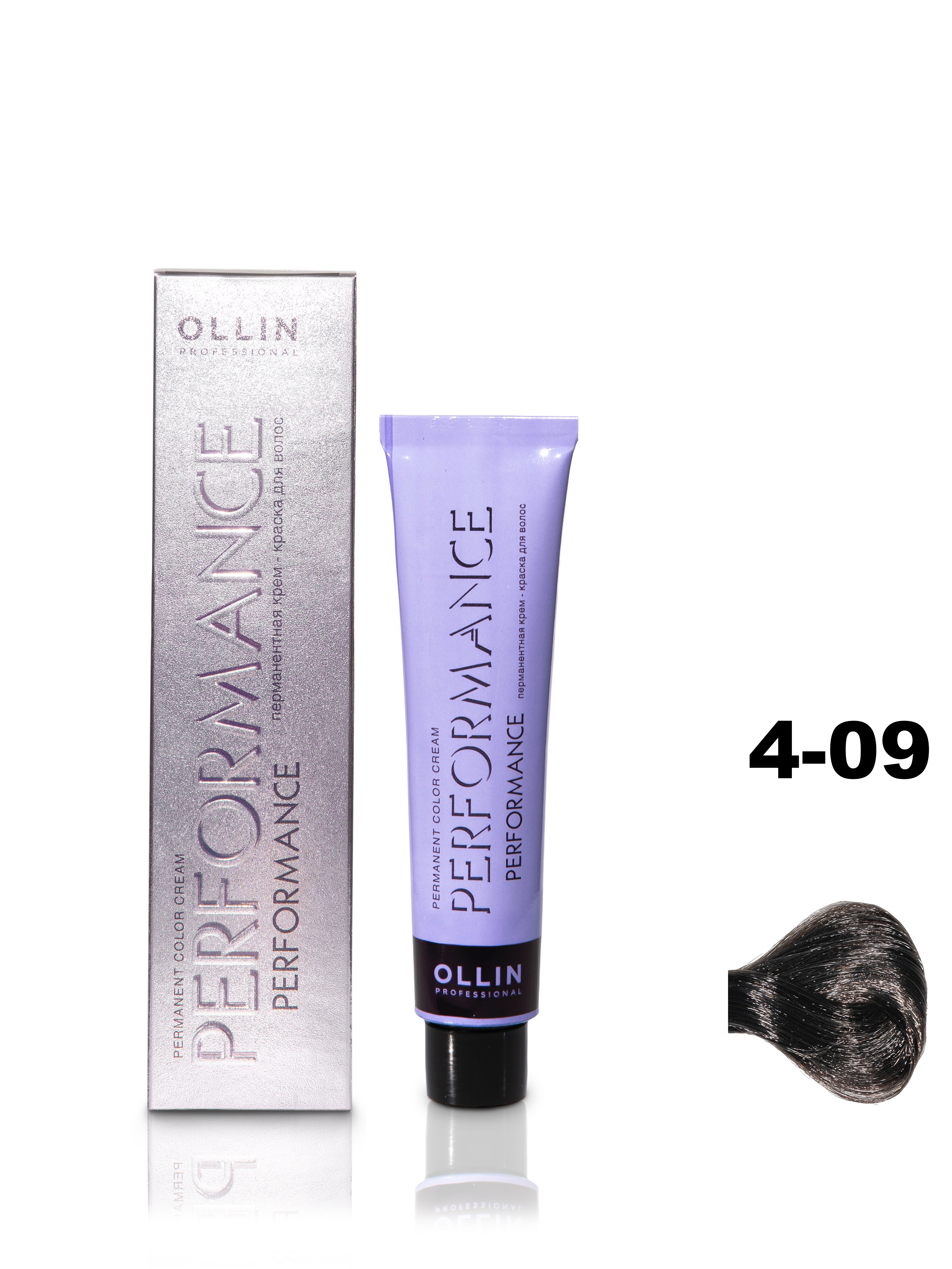 OLLIN PERFORMANCE  4/09 шатен прозрачно-зеленый 60мл Перманентная крем-краска для волос